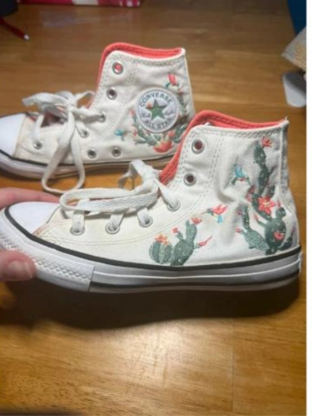 Converse Chuck Taylor Kids Embroidered Cactus Bird Floral High Top Size 1Y